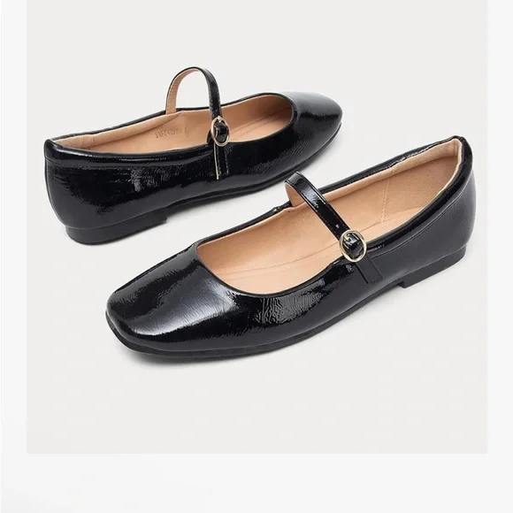 Black Patent Leather Mary Jane Flats Shoes BRAND NEW size 9 - Picture 4 of 9